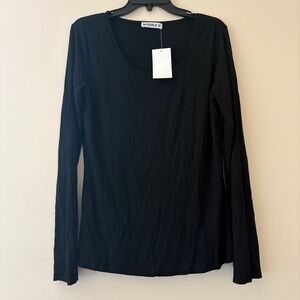 Doublju 1X Black Ribbed Long Sleeve Top NWT Plus Size